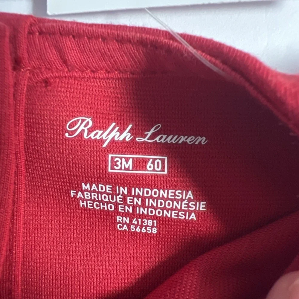Ralph Lauren Girls Red Dress w/Plaid Belt Size 3 Months-New